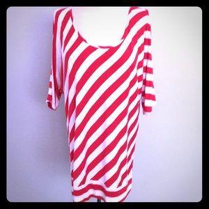 Candy striped cold shoulder dress T-shirt